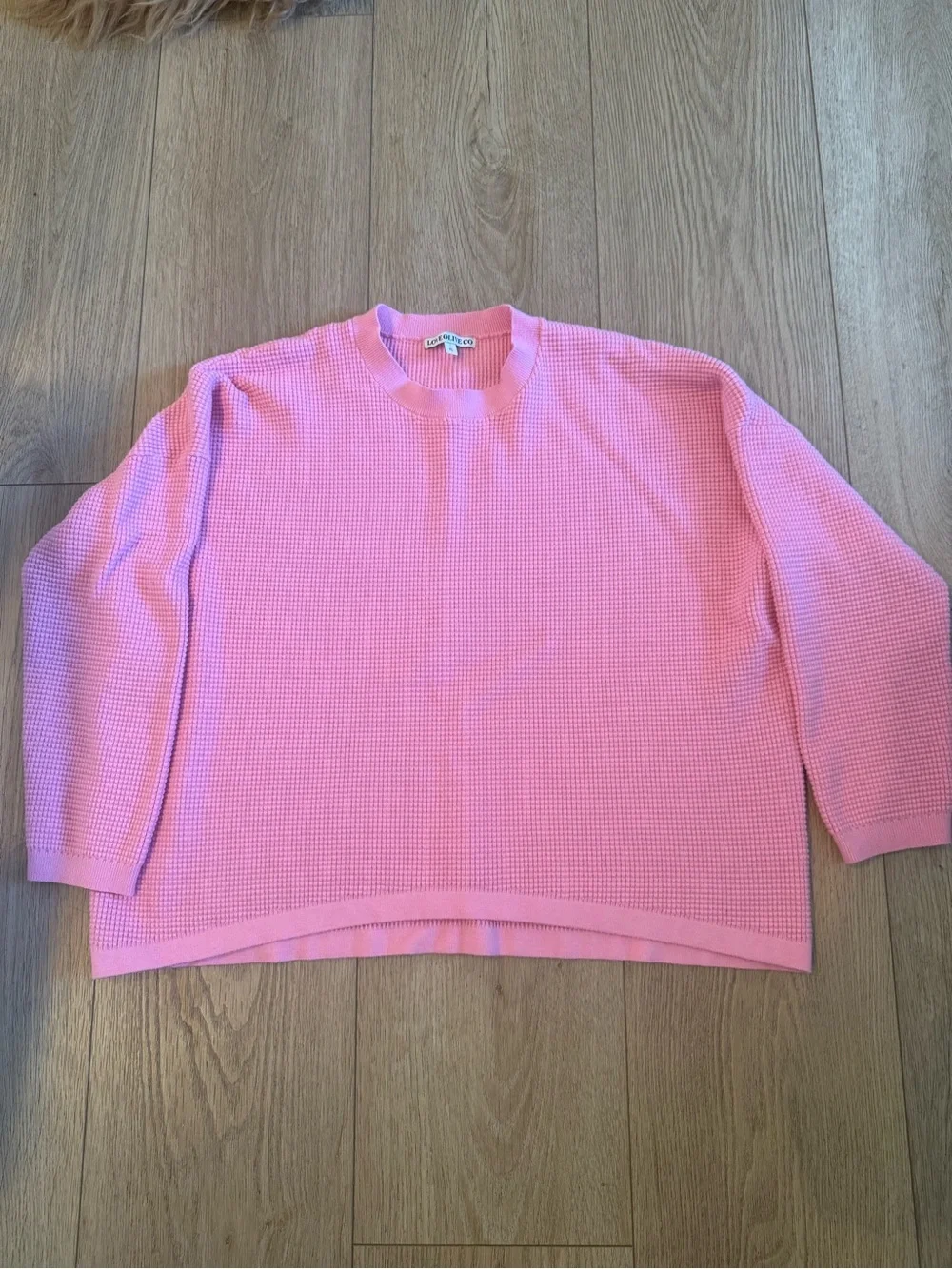 Boutique Waffle Knit Lounge Set Pink XL Top 1X Wide Leg Pants Cozy Matching